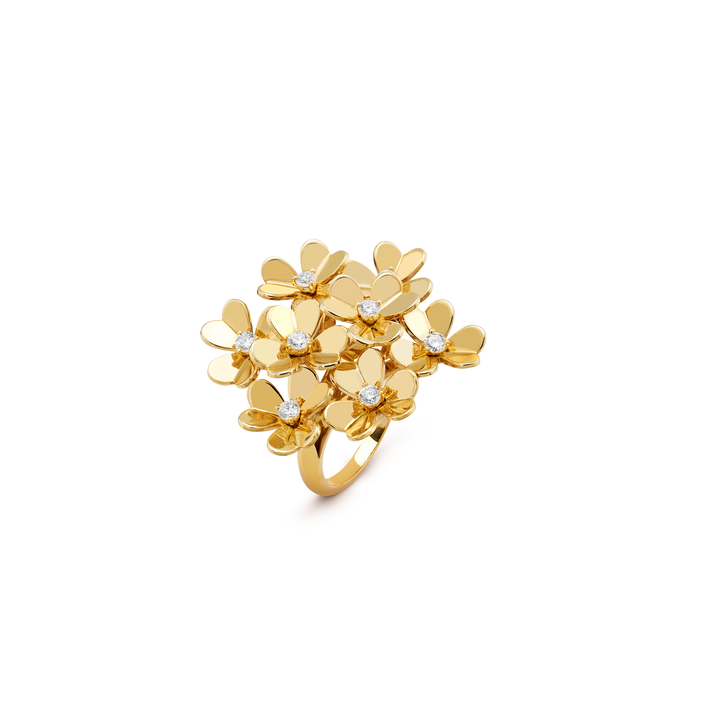 V*N CL*F arpels frivole ring, 8 flowers - yellow gold, diamond  vcarb67700